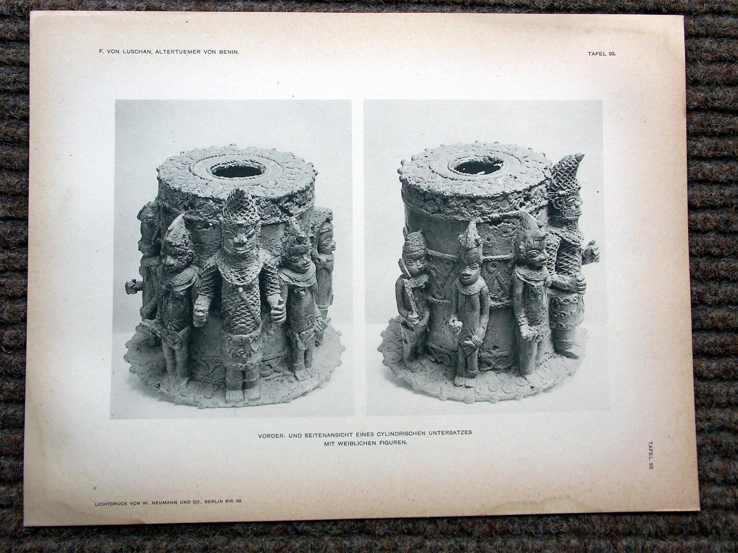 zz-lusc19,tafel 093 benin nigeria,bronze-figur-gruppe zipfelmütze